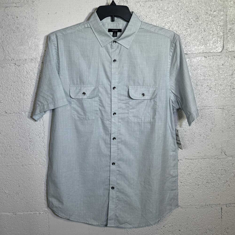 Alfani Men's Warren short sleeve Shirt, Sparrow Blue Medium $40